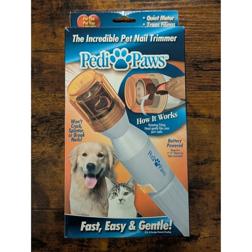 Pedi Paws Pet Nail Trimmer Grinder Dog Cat Grooming Tool Tested Working Box